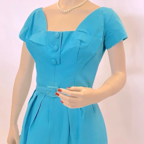 πIncredible Aqua Vintage MadMen Sheath Wiggle Dressπ - Picture 5 of 11